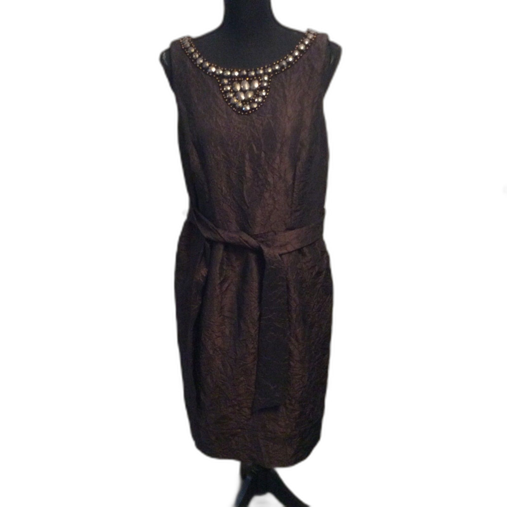 90s Rabbit Rabbit Rabbit Brown Sleeveless Bling Brads Dress Size 14